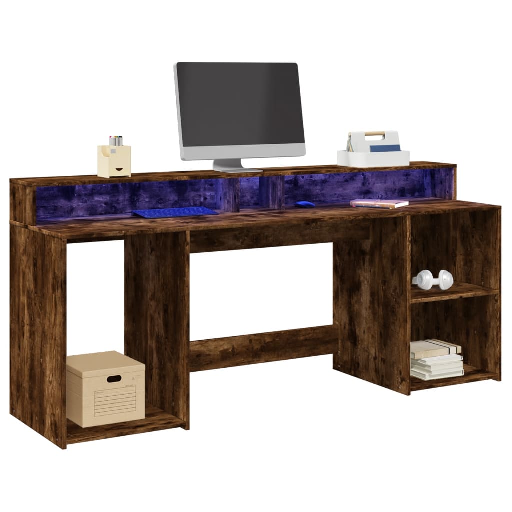 vidaXL Bureau met LED-verlichting 120x55x91 cm bewerkt hout wit