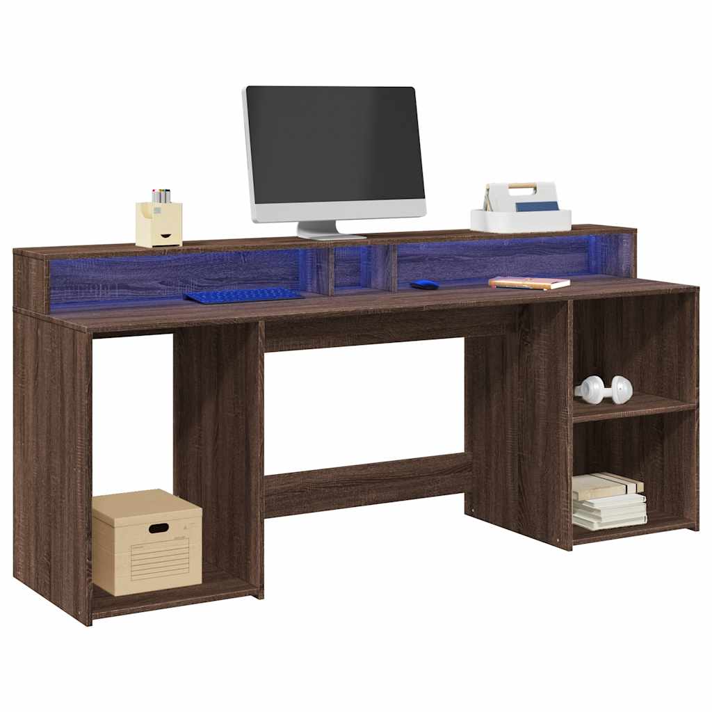 vidaXL Bureau met LED-verlichting 120x55x91 cm bewerkt hout wit