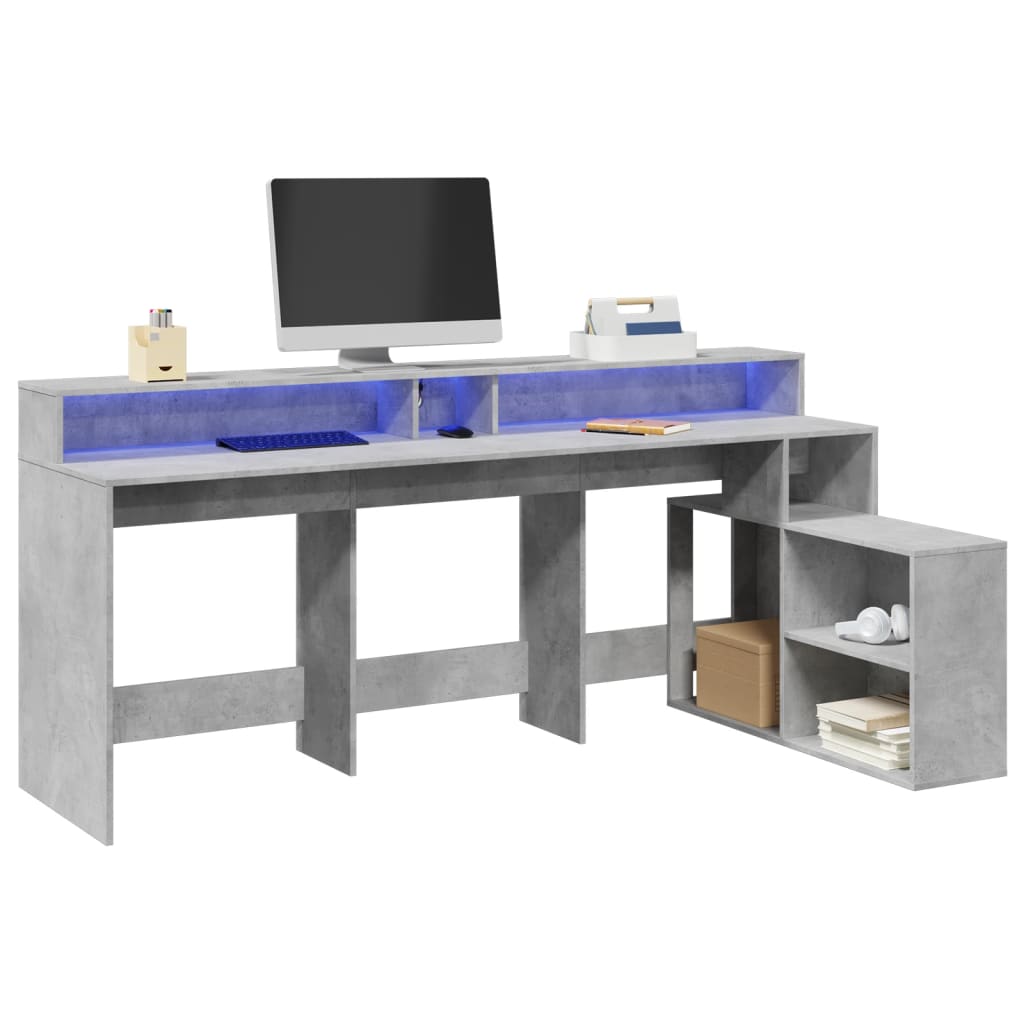vidaXL Bureau met LED-verlichting 200x104x91 cm bewerkt hout wit