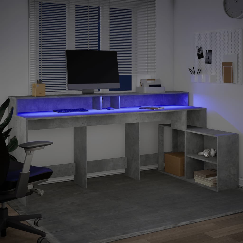 vidaXL Bureau met LED-verlichting 200x104x91 cm bewerkt hout wit