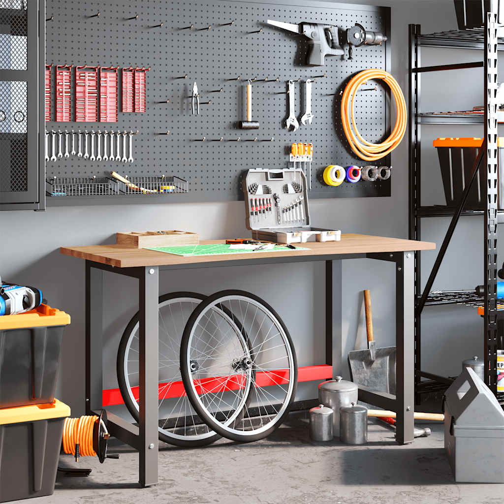 vidaXL Workbench 100x60x81.5 cm Solid Oak Wood