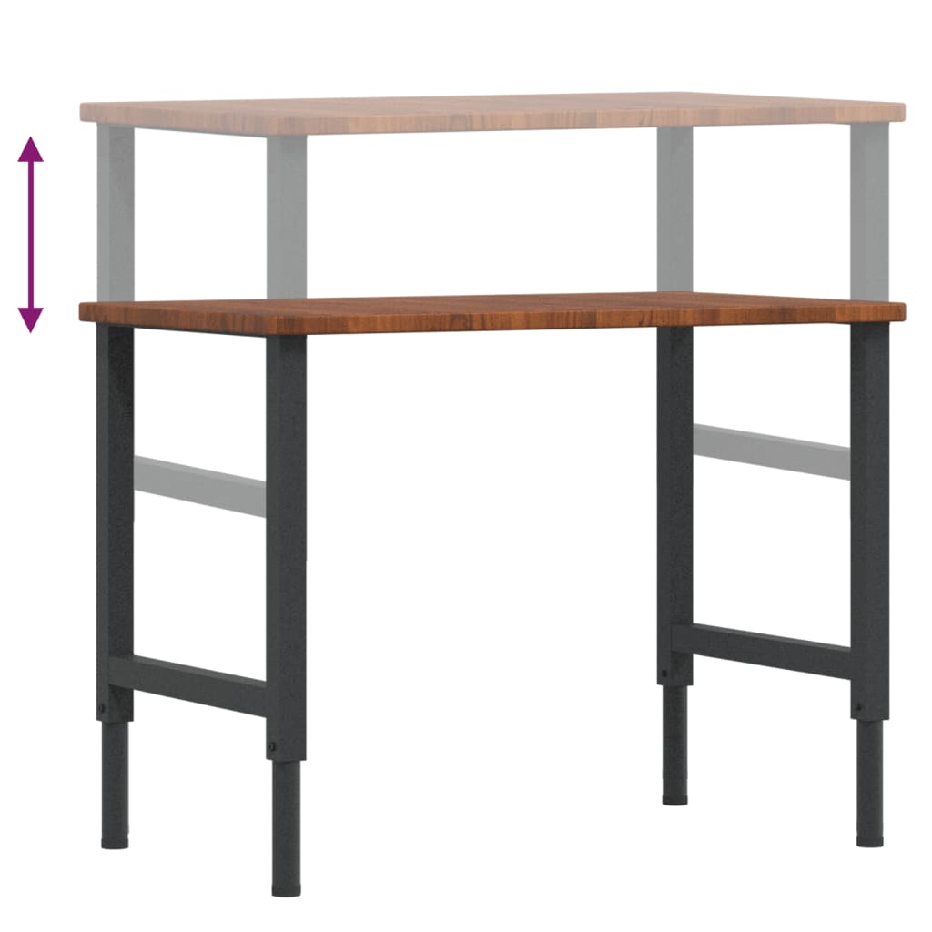 vidaXL Werkbank rechthoekig 100x60x(71,5-98) cm massief eikenhout
