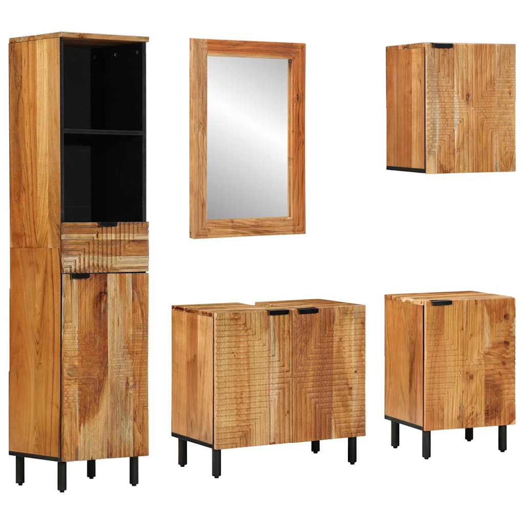 vidaXL 5-delige Badkamermeubelset massief mango bruin
