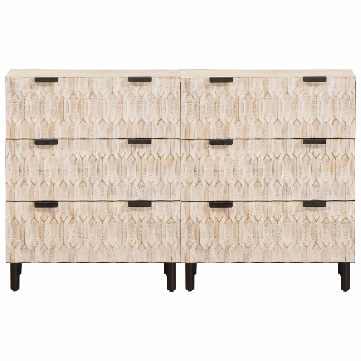 vidaXL Dressoir 2 pcs Witte Was Afwerking 60 x 33 x 75 cm