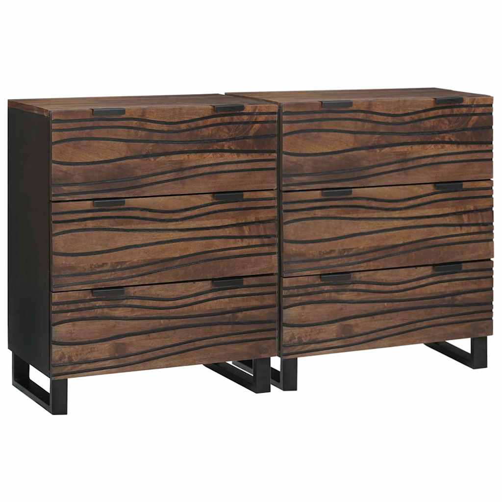 vidaXL Dressoir Set 2 pcs Naturel 60 x 33,5 x 75 cm Massief Mango Hout