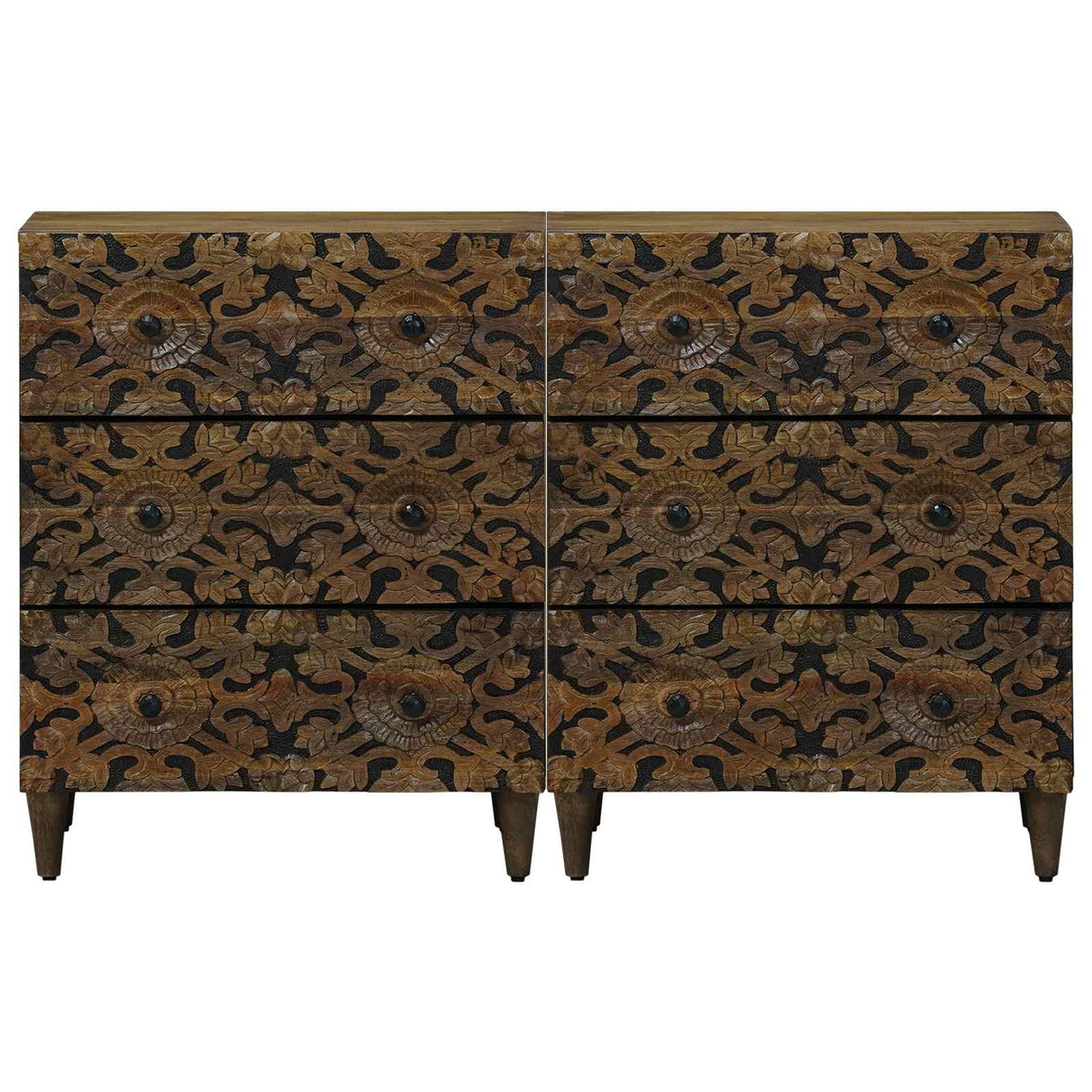 vidaXL Sideboard 2 pcs White 60 x 33.5 x 75 cm Solid Mango Wood