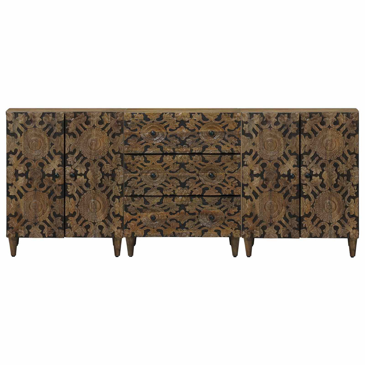 vidaXL Dressoir 3 pcs Wit 60 x 33,5 x 75 cm Massief Mango Hout