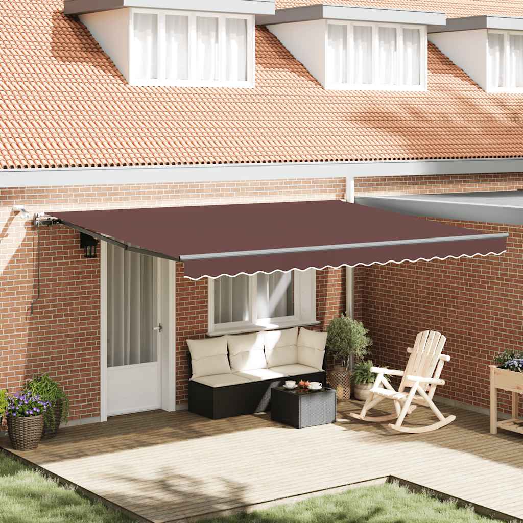 vidaXL Luifel automatisch met LED en windsensor 400x300cm blauw en wit