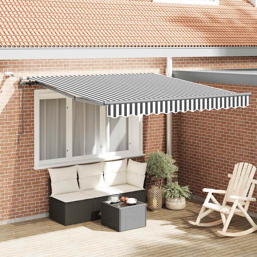 vidaXL Luifel automatisch met LED en windsensor 400x300cm blauw en wit