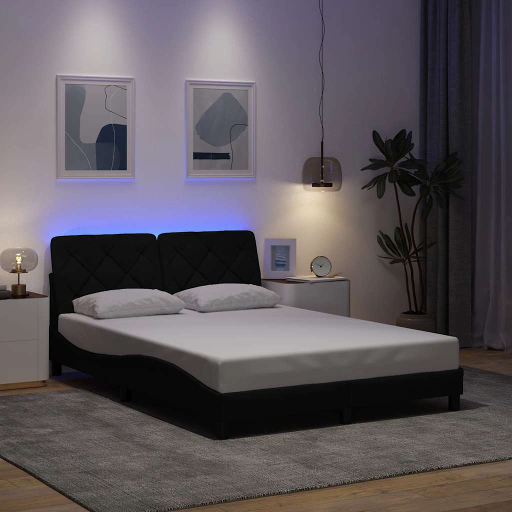 vidaXL Cadre de lit avec matelas LED 80x200 cm en tissu avec éclairage