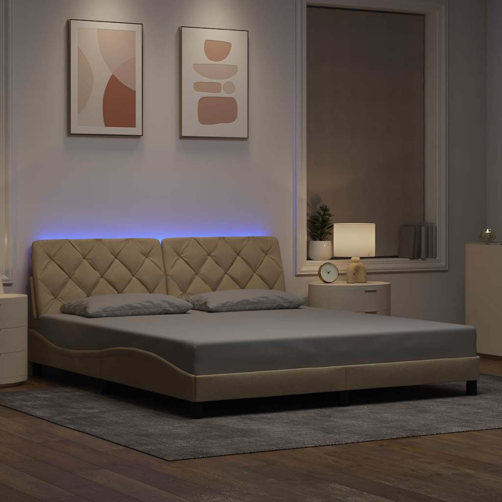 vidaXL Cadre de lit avec matelas LED 80x200 cm en tissu avec éclairage