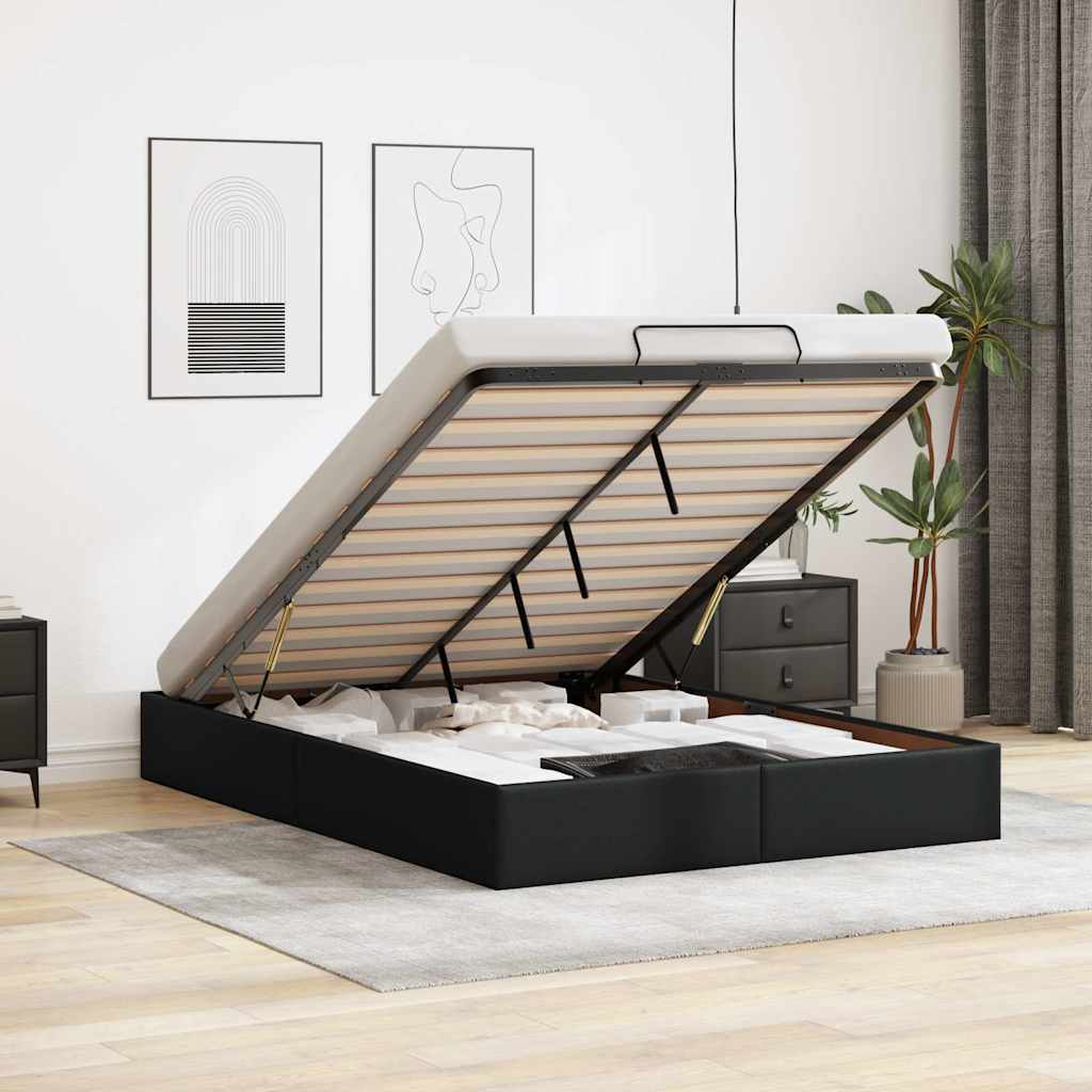 vidaXL Cadre de lit avec matelas d'art noir 80x200 cm