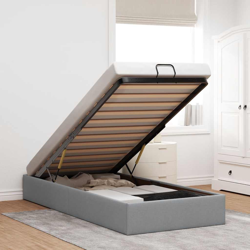 vidaXL Bed Frame No Mattress 80x200 cm Fabric Light Grey