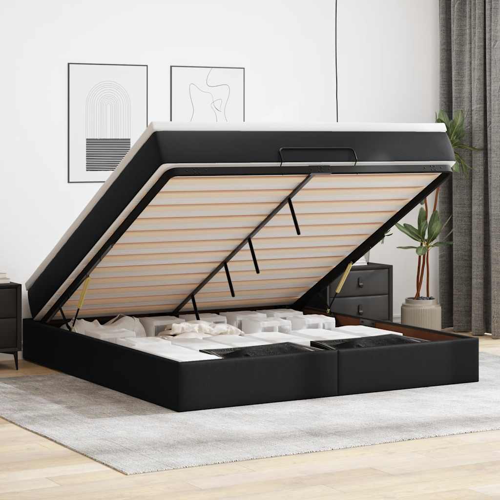 vidaXL Lit ottoman avec matelas 80x200cm noir artistique
