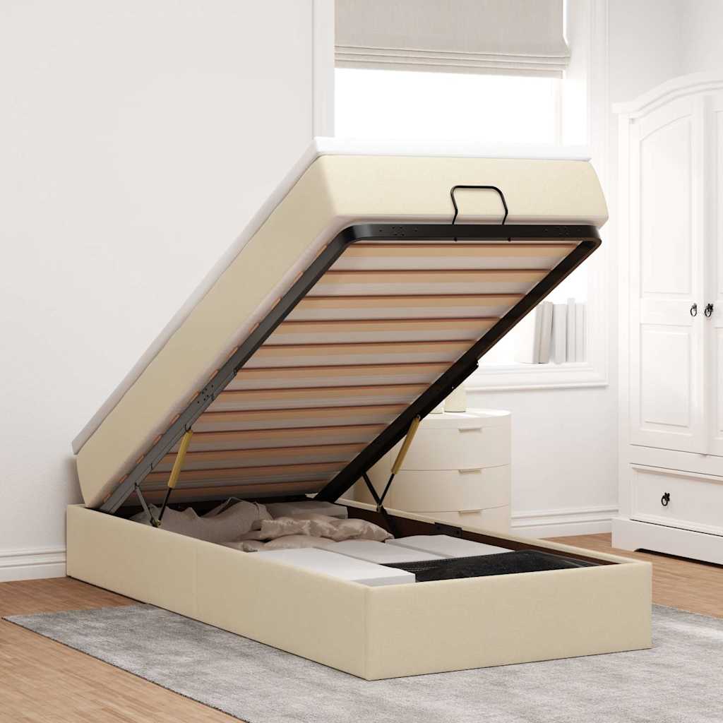 vidaXL Ottoman bed with mattress 80x200 cm fabric light grey