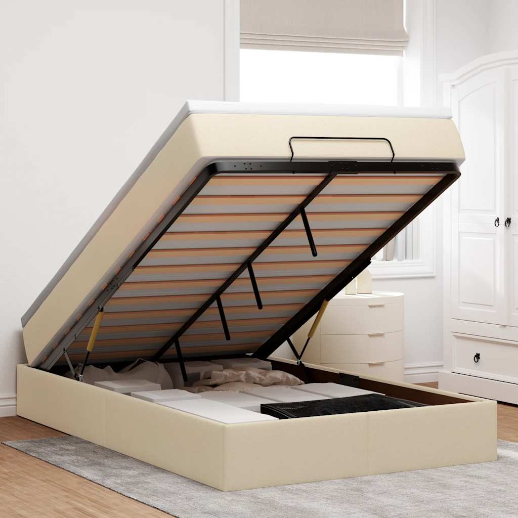 vidaXL Ottoman bed with mattress 80x200 cm fabric light grey