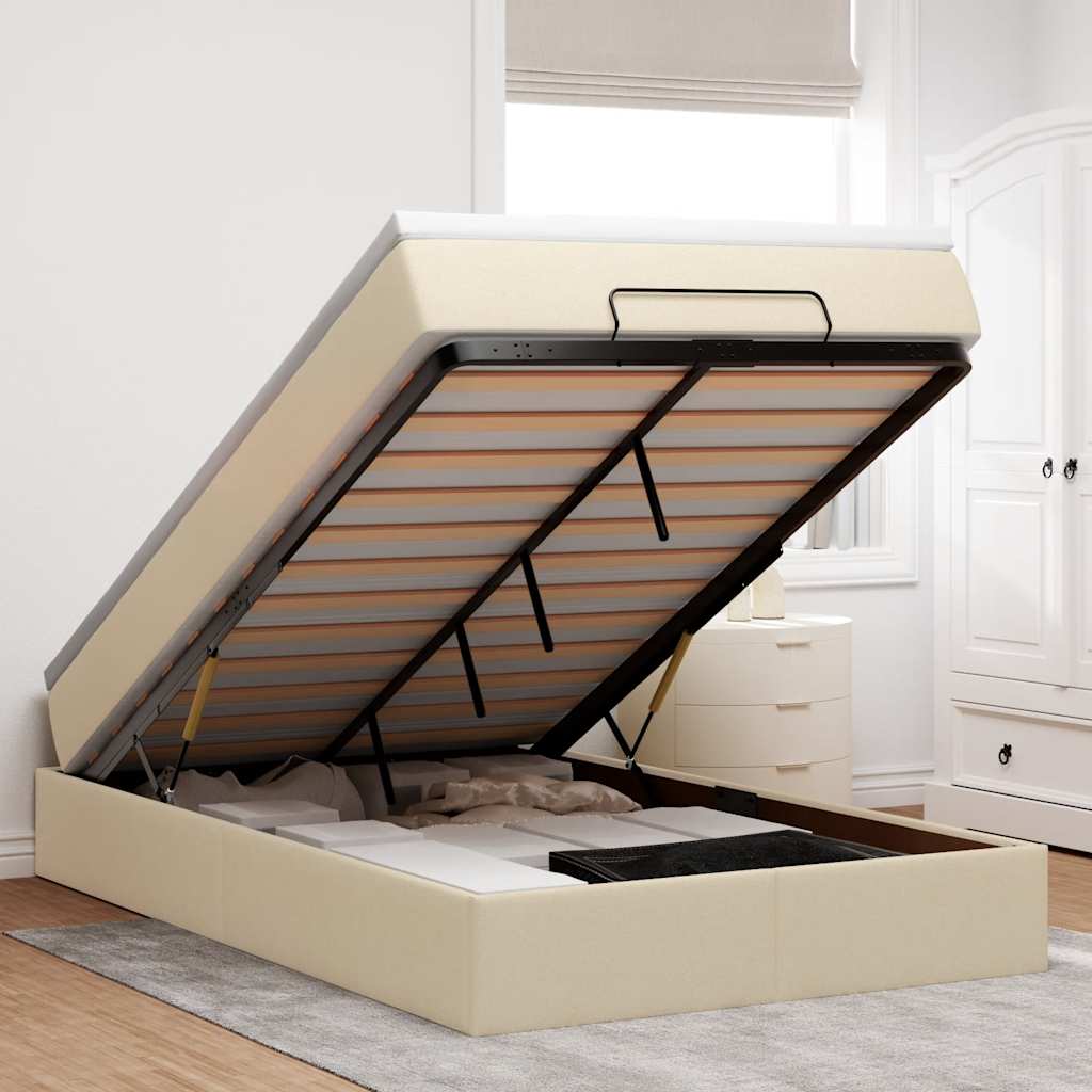vidaXL Ottoman bed with mattress 80x200 cm fabric light grey