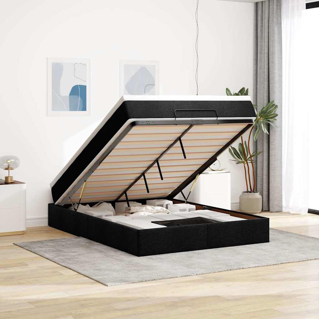 vidaXL Ottoman bed with mattress 80x200 cm fabric light grey