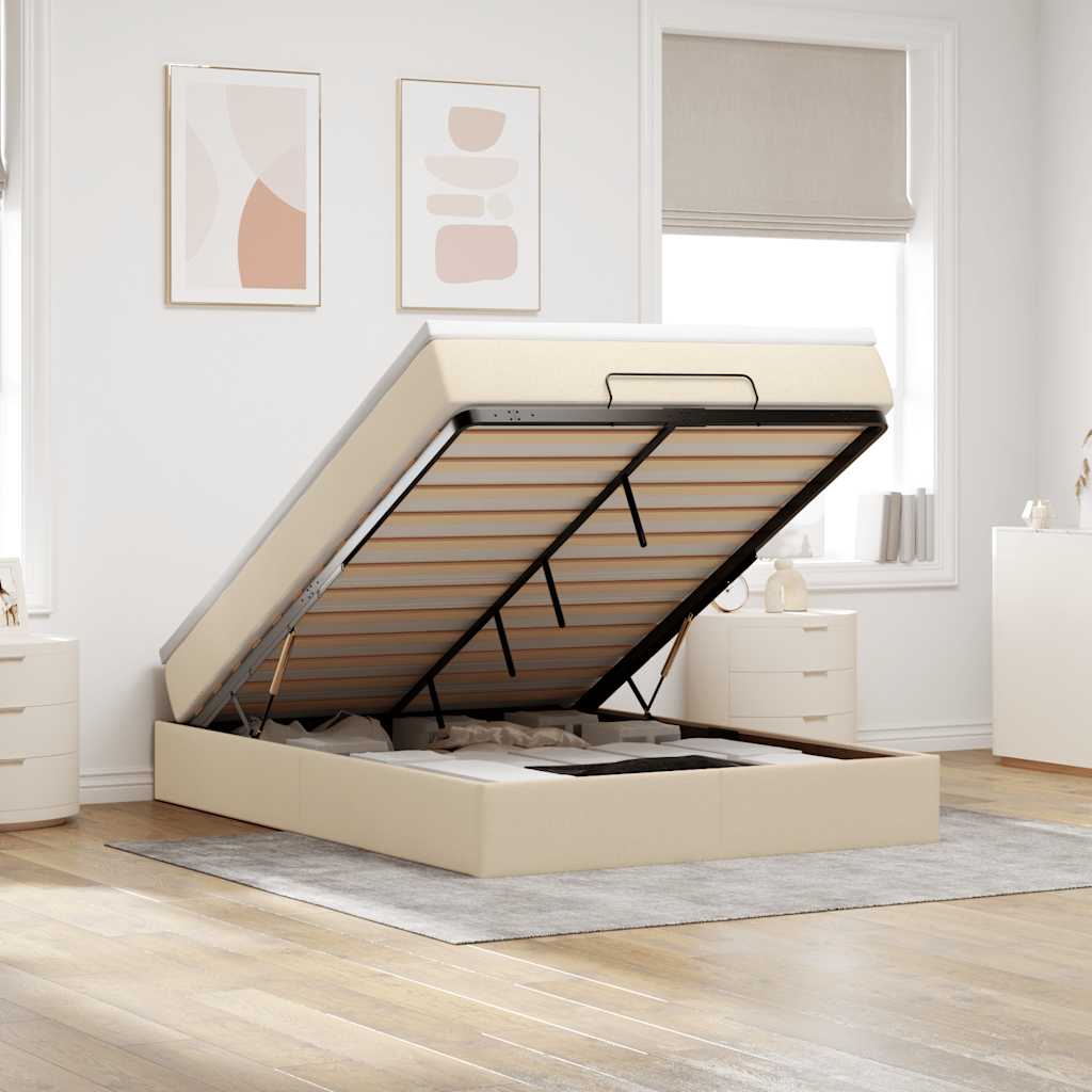 vidaXL Ottoman bed with mattress 80x200 cm fabric light grey