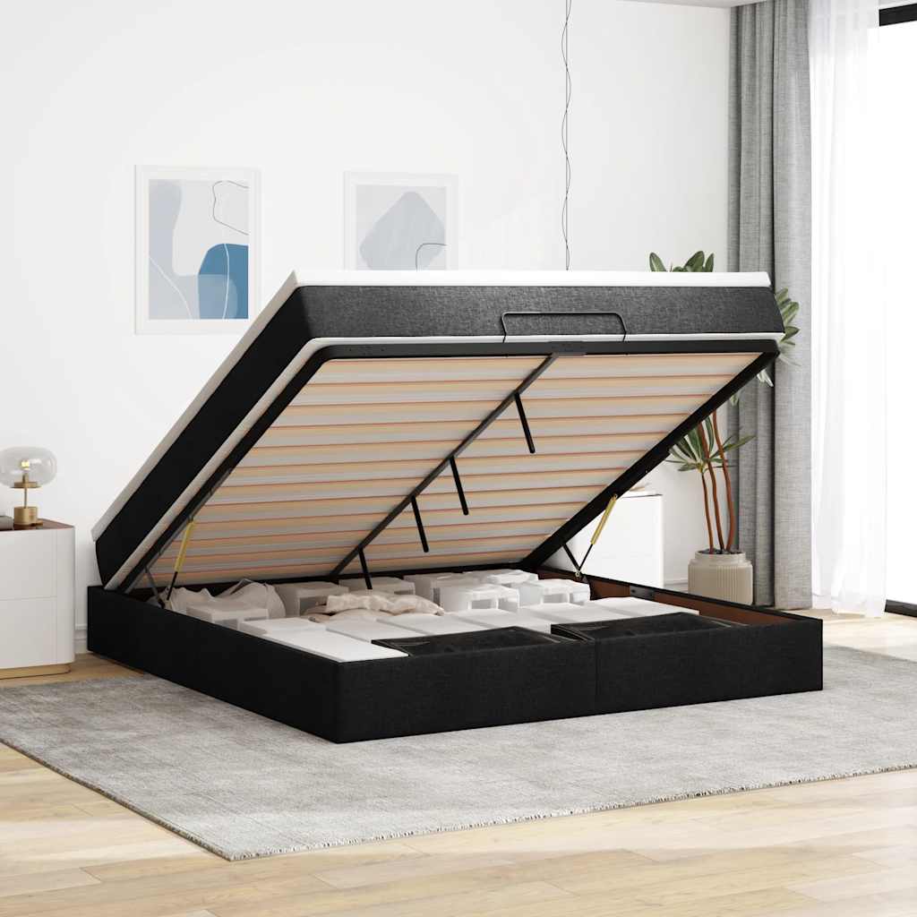 vidaXL Ottoman bed with mattress 80x200 cm fabric light grey