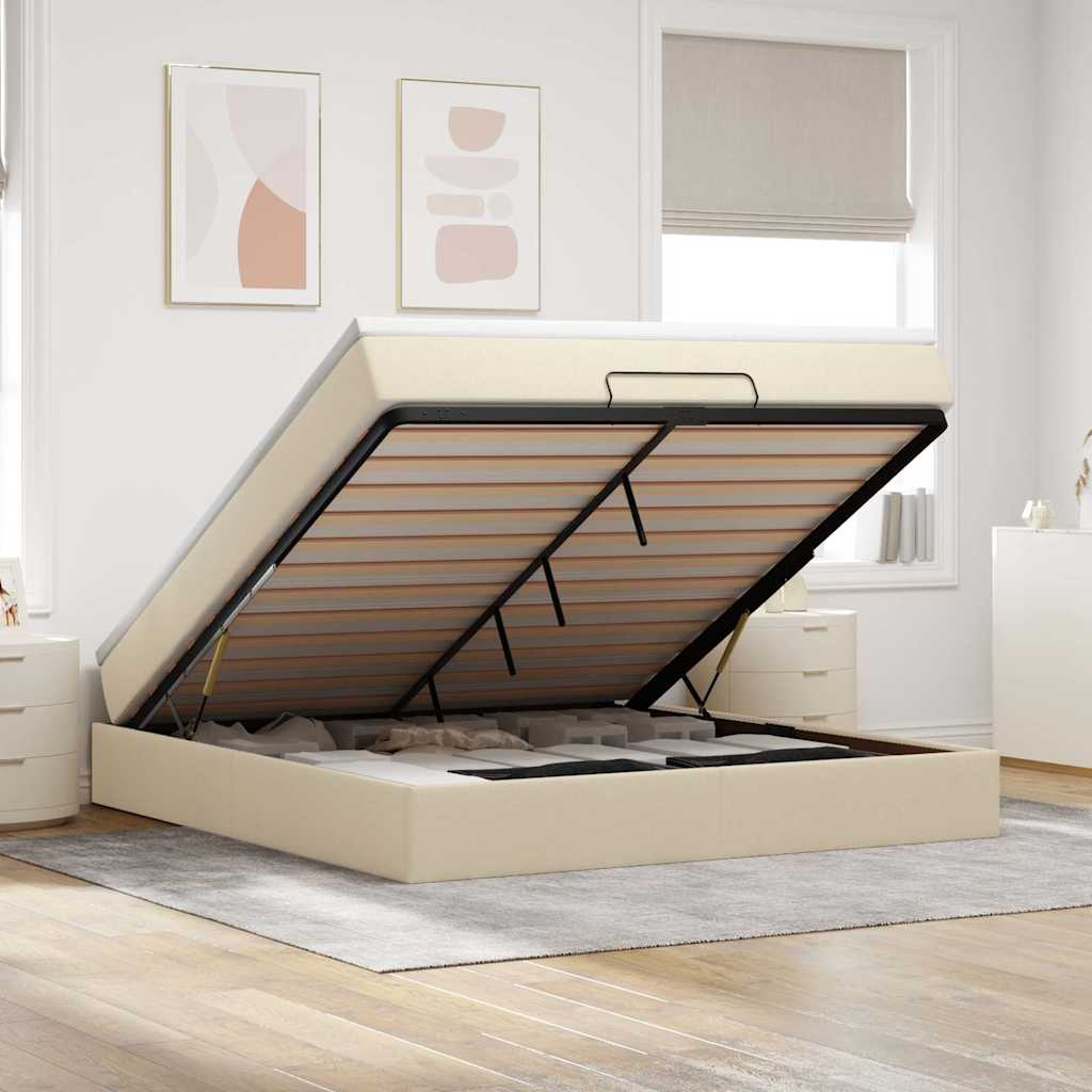 vidaXL Ottoman bed with mattress 80x200 cm fabric light grey