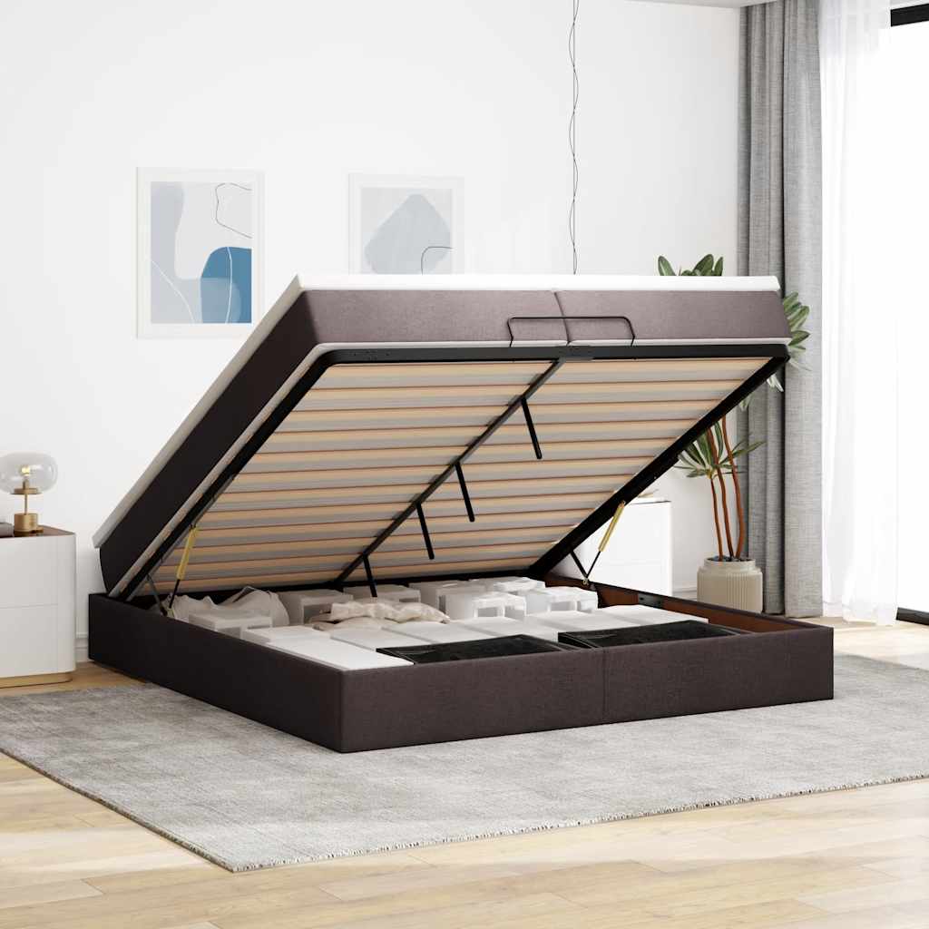 vidaXL Ottoman bed with mattress 80x200 cm fabric light grey