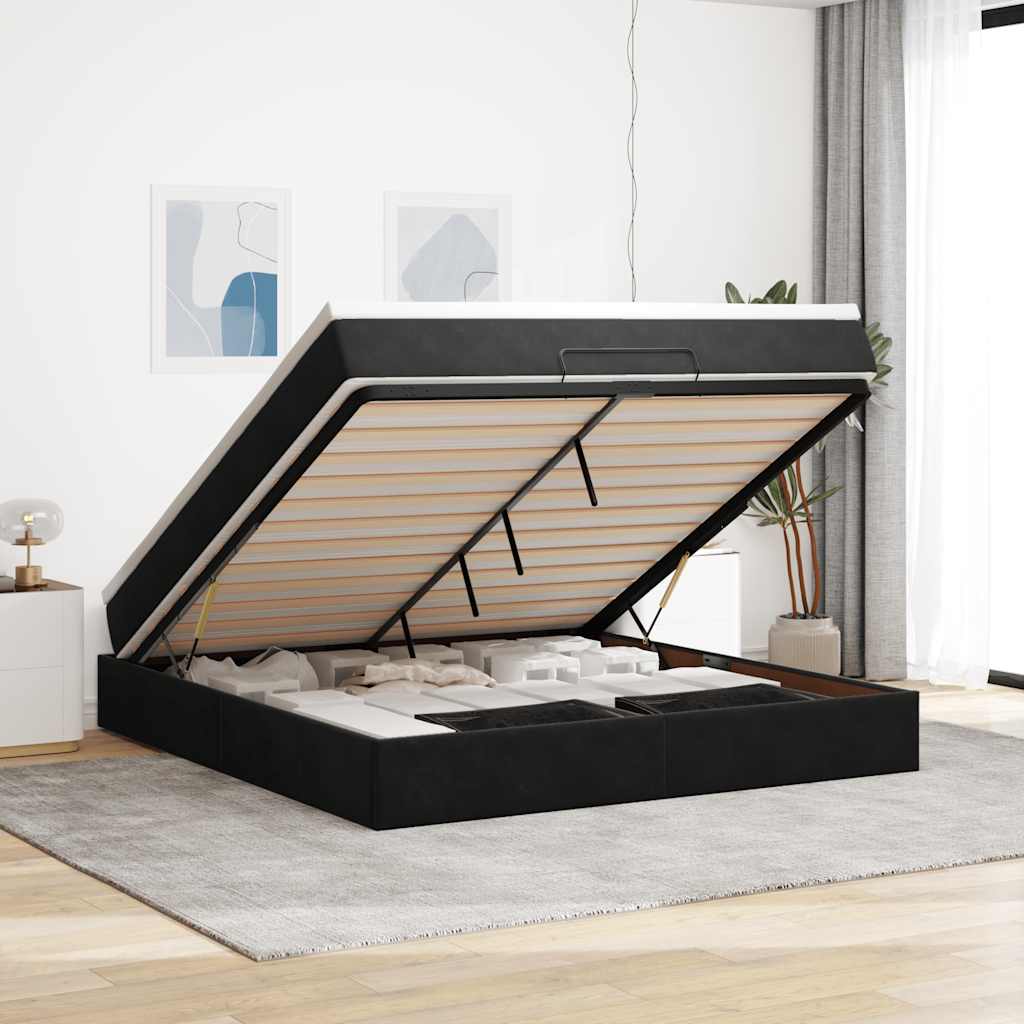 vidaXL Ottoman Bed with Mattress 80x200 cm Velvet Light Grey
