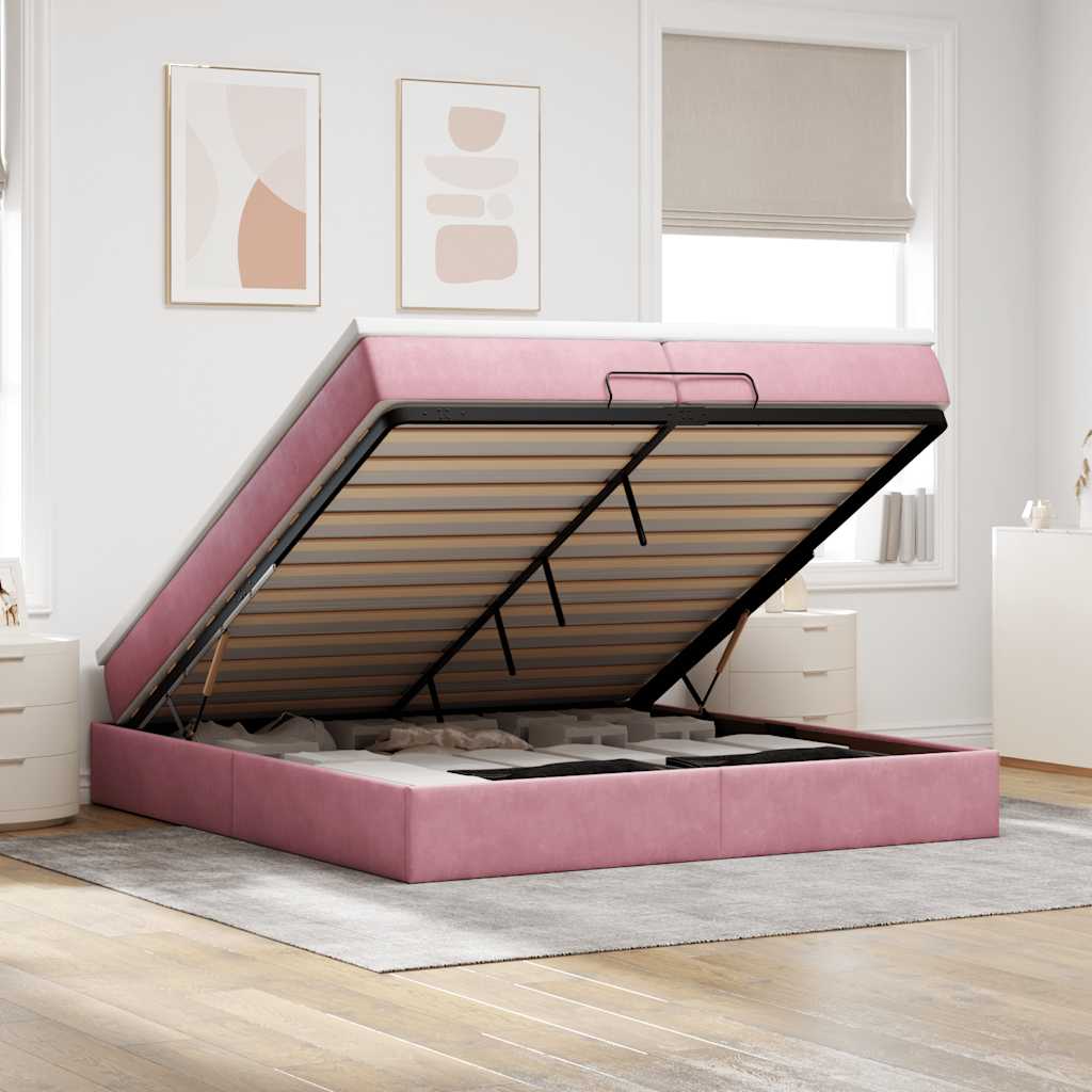 vidaXL Ottoman Bed with Mattress 80x200 cm Velvet Light Grey