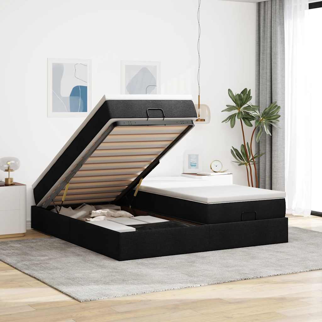 vidaXL Ottoman bed with mattresses 160x200cm fabric light grey