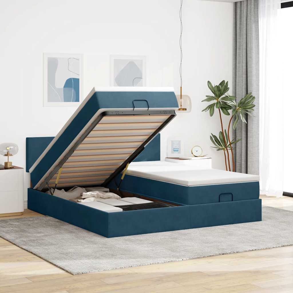 vidaXL Ottoman bed met matrassen 160x200cm fluweel lichtgrijs