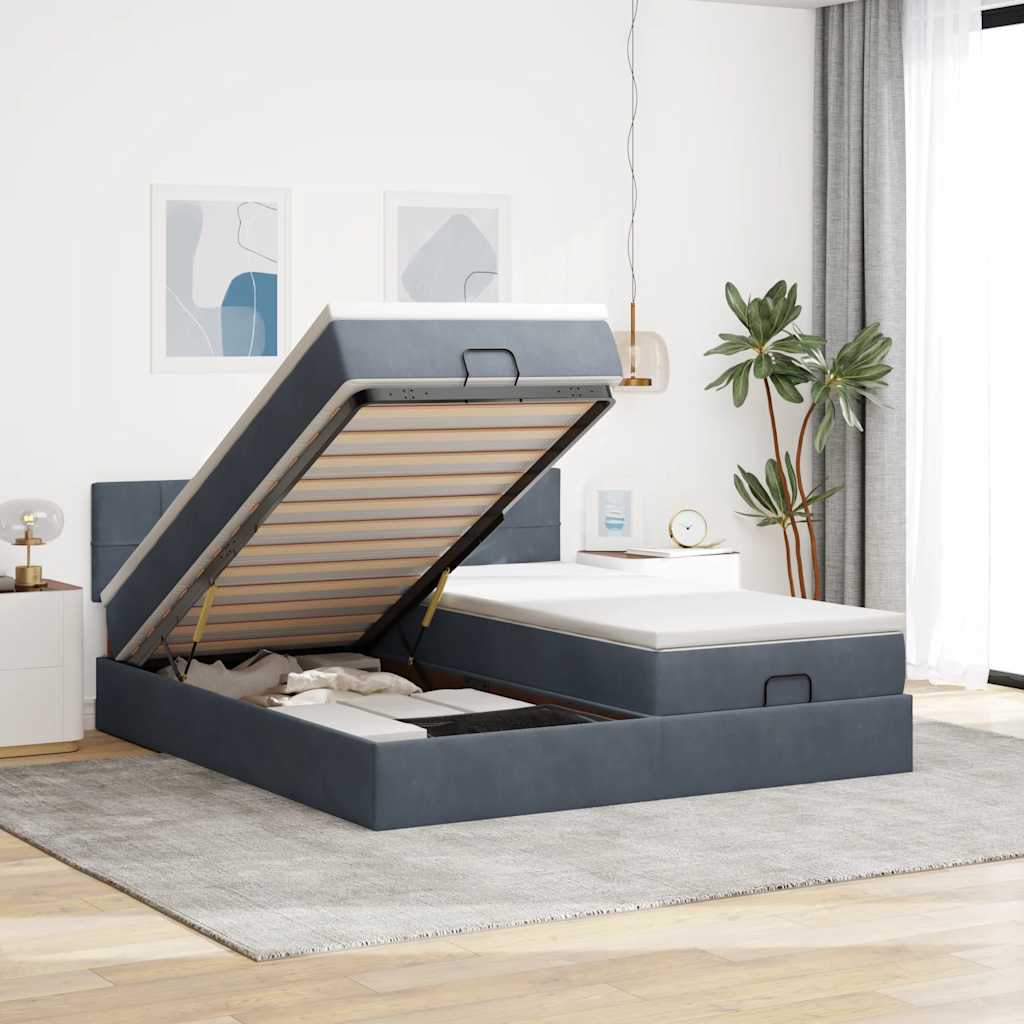 vidaXL Lit ottoman avec matelas et éclairage LED 160x200cm