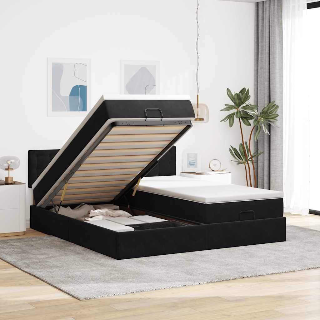 vidaXL Lit ottoman avec matelas et éclairage LED 160x200cm
