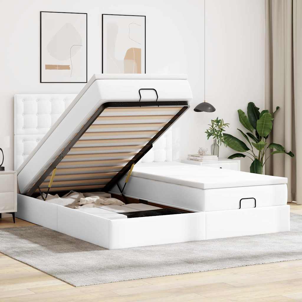 vidaXL Ottoman bed with mattresses 160x200cm artificial leather black
