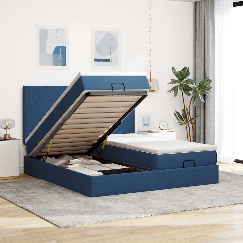 vidaXL Ottoman bed with mattresses 160x200cm fabric light grey