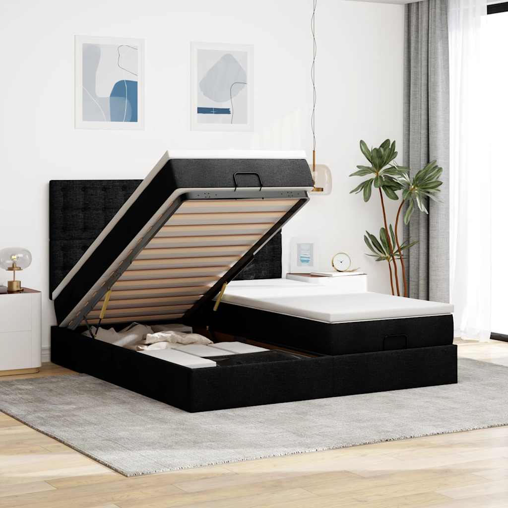 vidaXL Ottoman bed with mattresses 160x200cm fabric light grey