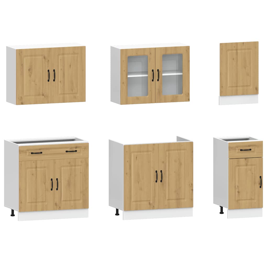 vidaXL 7-delige Keukenkastenset Kalmar bewerkt hout wit