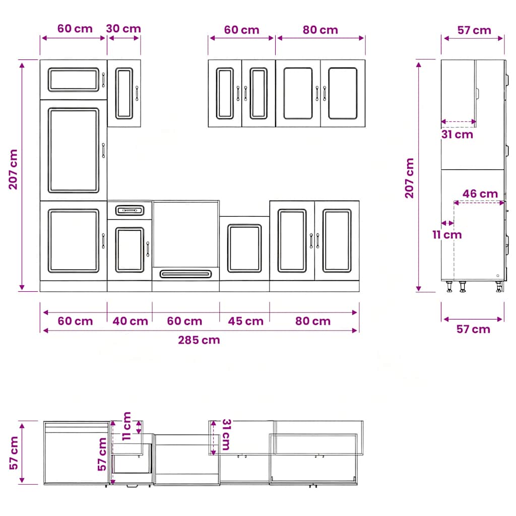vidaXL 8-Piece Kitchen Cabinet Set Kalmar Engineered Wood White