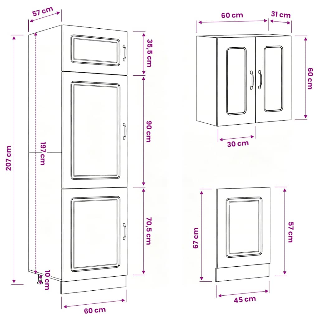 vidaXL 8-Piece Kitchen Cabinet Set Kalmar Engineered Wood White