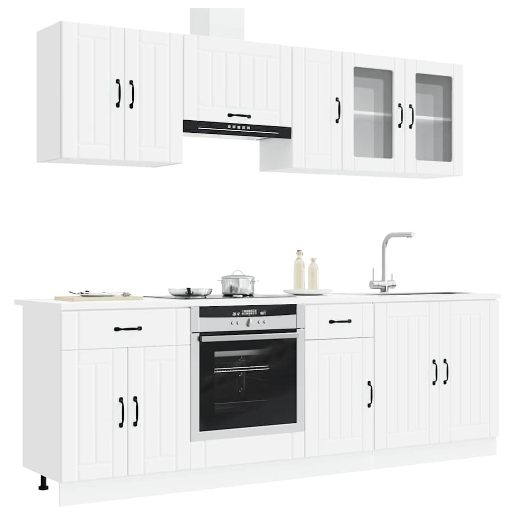 vidaXL 8-delige Keukenkastenset Kalmar bewerkt hout wit