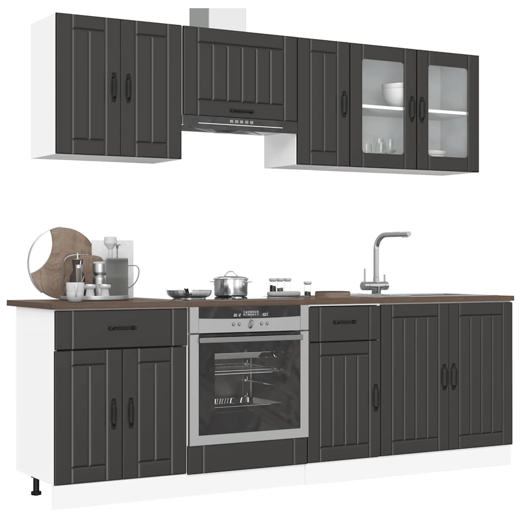 vidaXL 8-delige Keukenkastenset Kalmar bewerkt hout wit