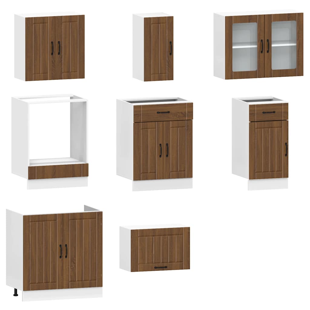 vidaXL 8-delige Keukenkastenset Kalmar bewerkt hout wit