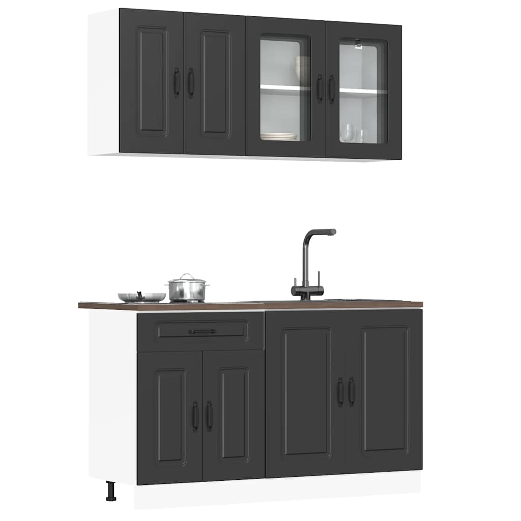 vidaXL 4-delige Keukenkastenset Kalmar bewerkt hout wit