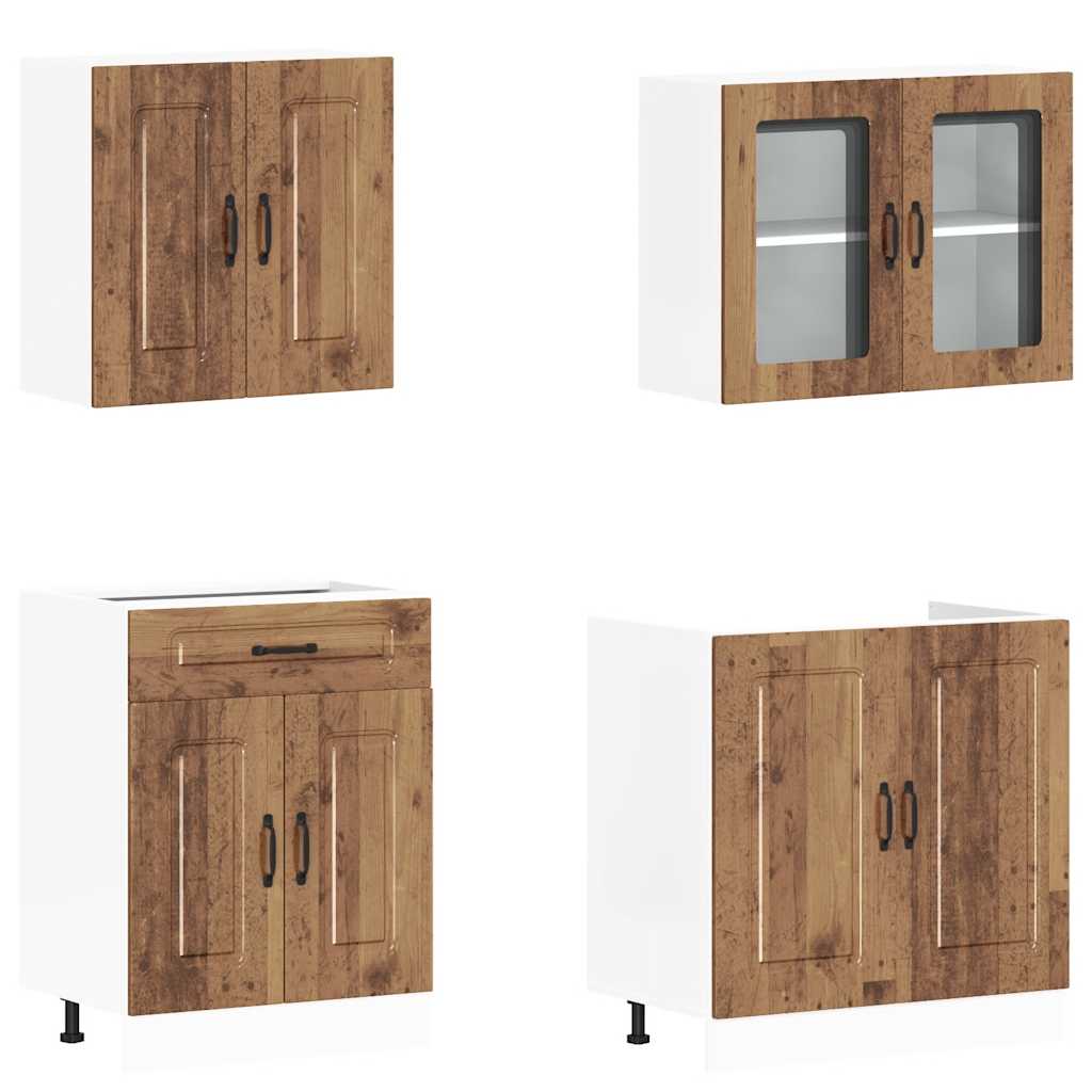 vidaXL 4-delige Keukenkastenset Kalmar bewerkt hout wit