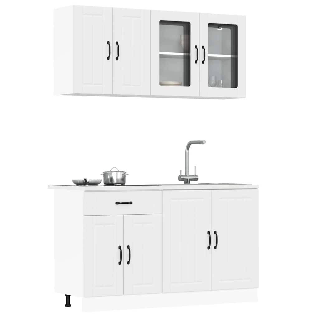 vidaXL 4-delige Keukenkastenset Lucca bewerkt hout wit