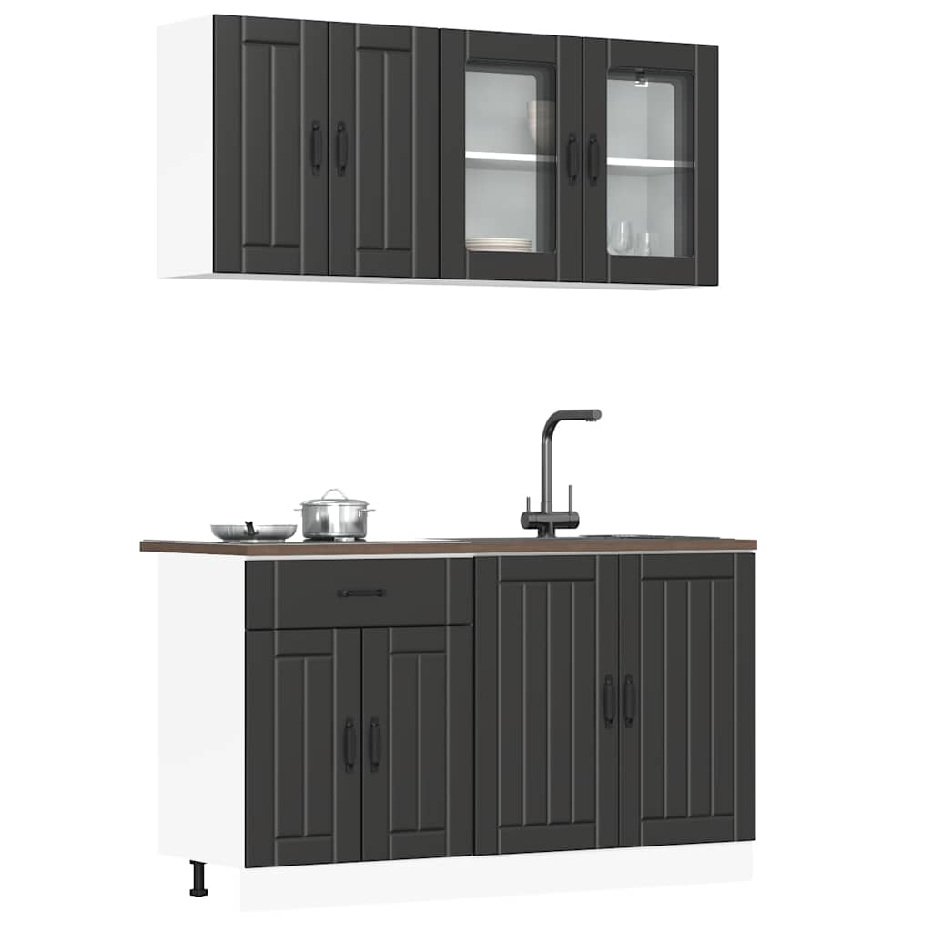 vidaXL 4-delige Keukenkastenset Lucca bewerkt hout wit