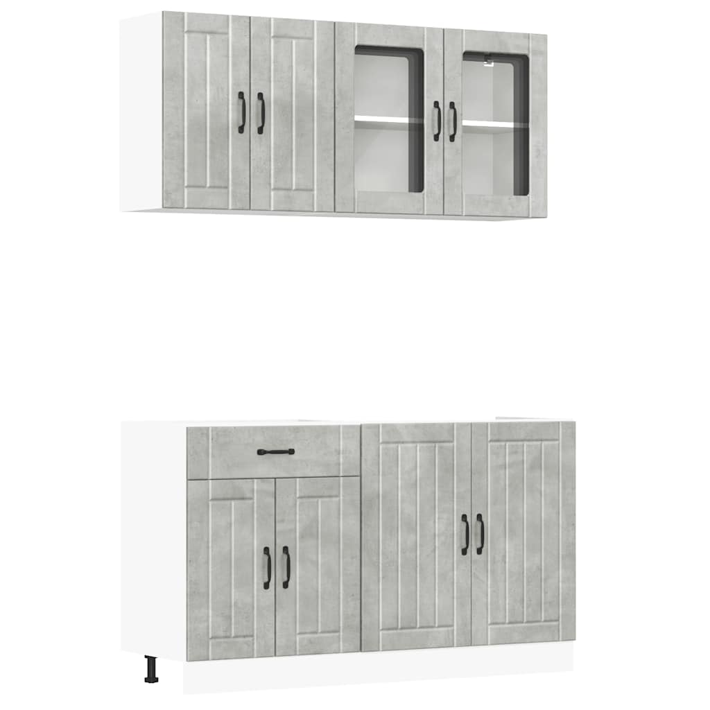 vidaXL 4-delige Keukenkastenset Lucca bewerkt hout wit