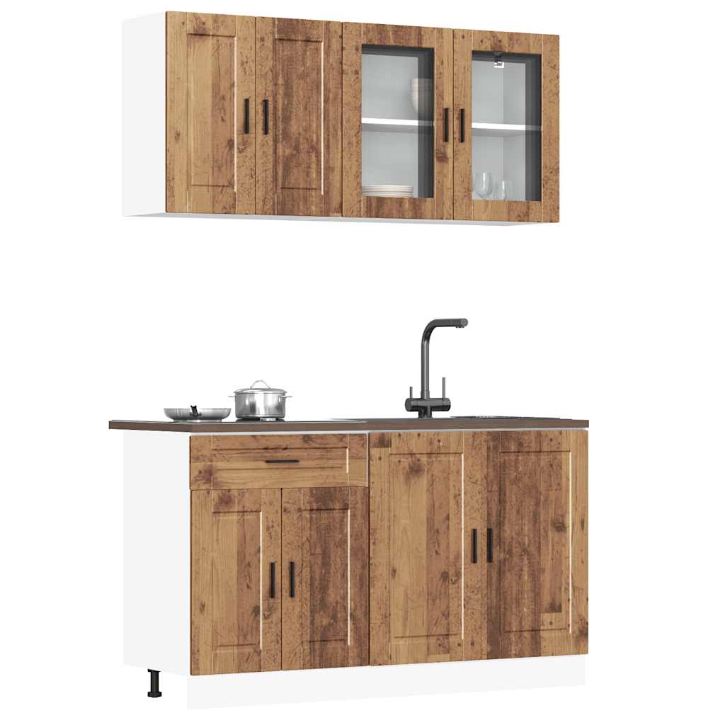 vidaXL 4-delige Keukenkastenset Porto bewerkt hout wit