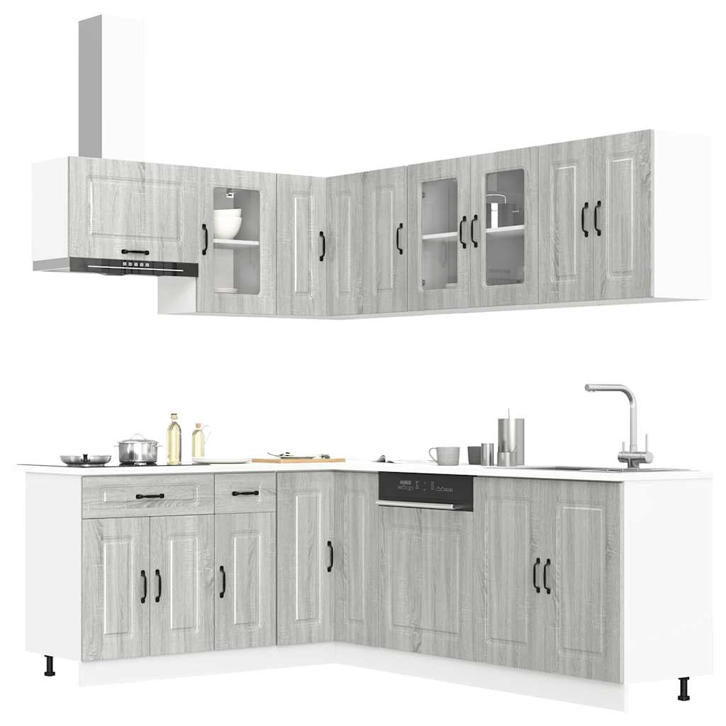 vidaXL 11-delige Keukenkastenset Kalmar bewerkt hout wit