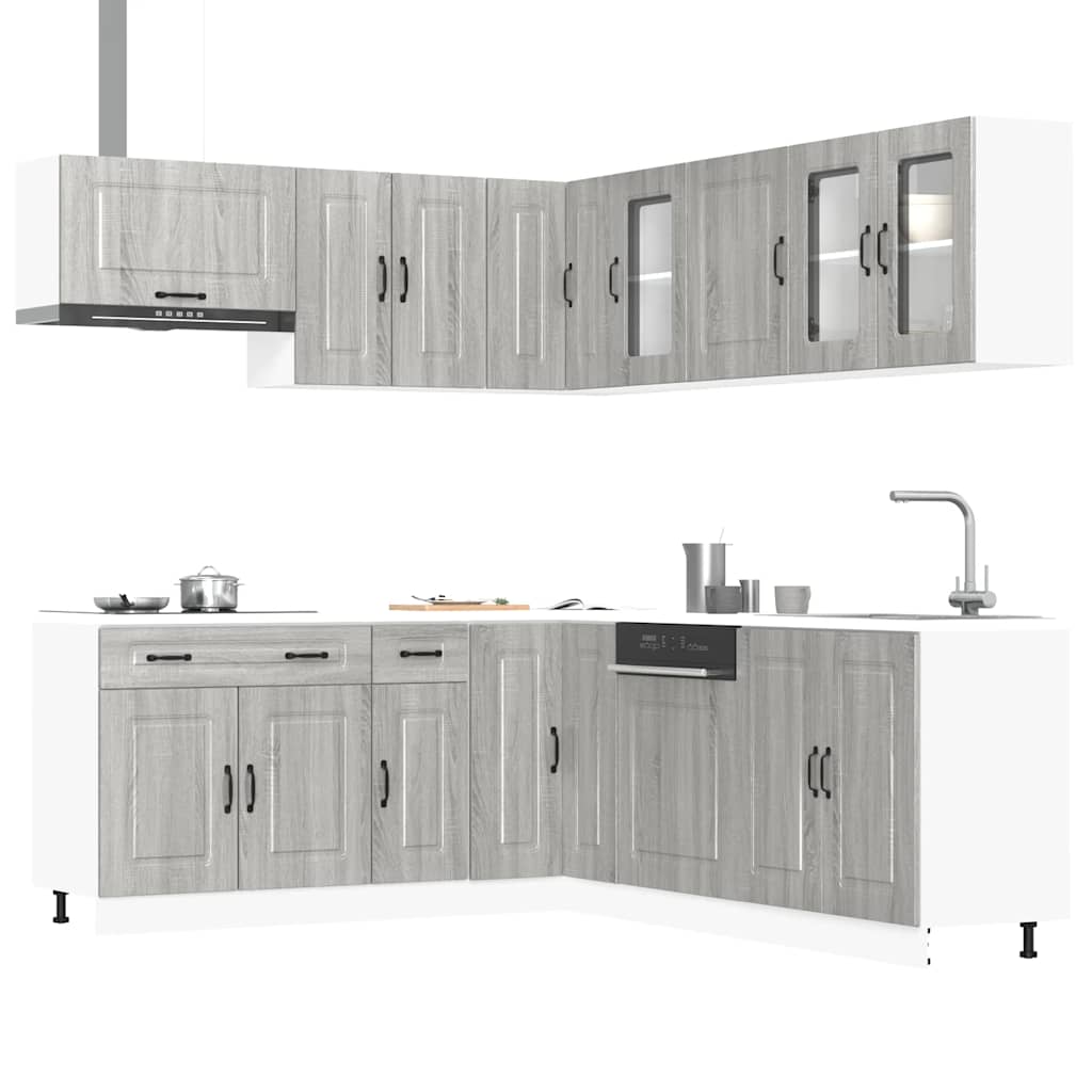 vidaXL 11-delige Keukenkastenset Kalmar bewerkt hout wit