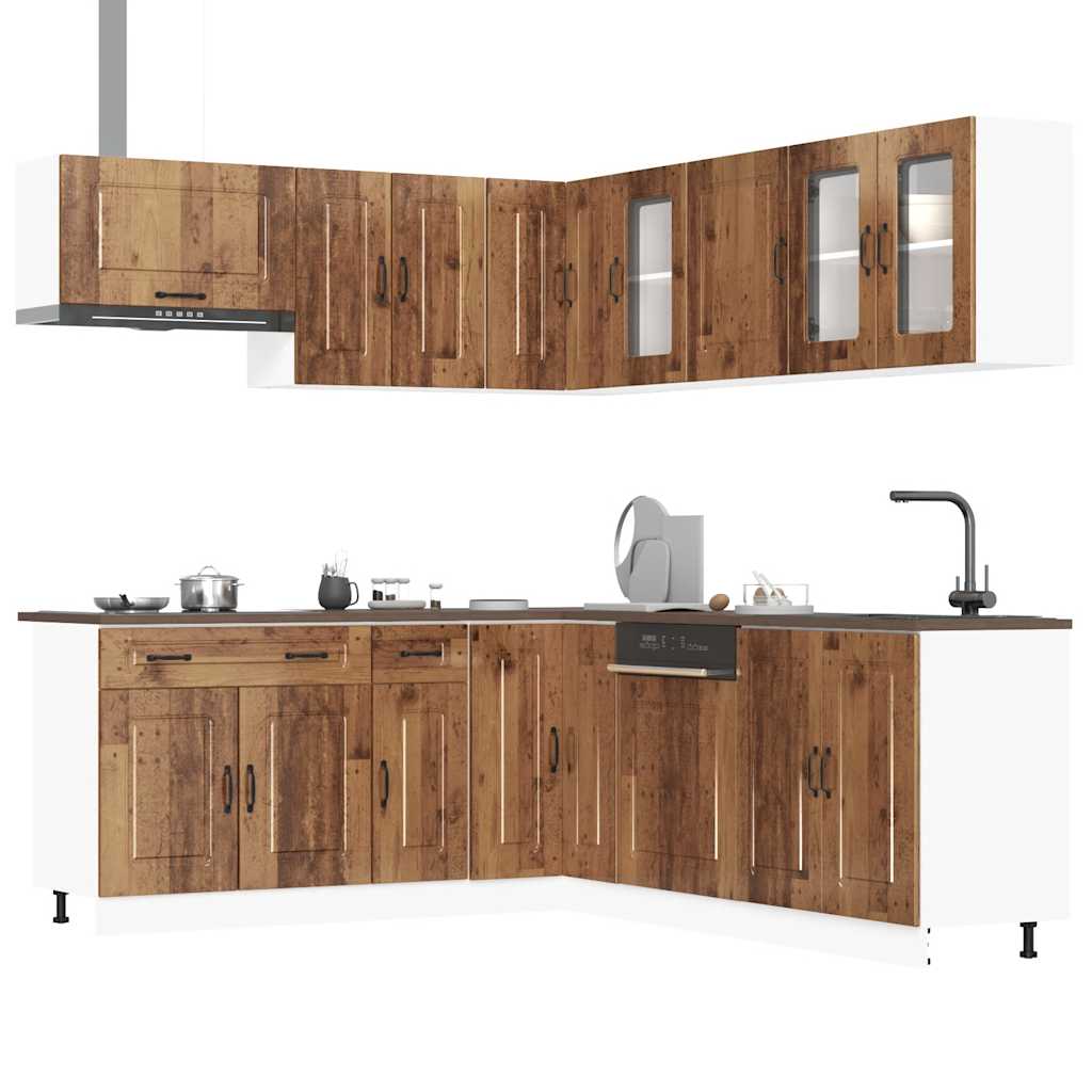 vidaXL 11-delige Keukenkastenset Kalmar bewerkt hout wit
